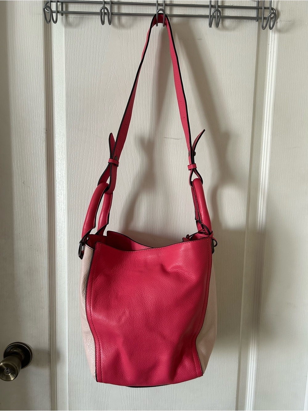Heather's Closet Convertible Two Tone Pink Bucket Flower Pebbled Shoulder Bag